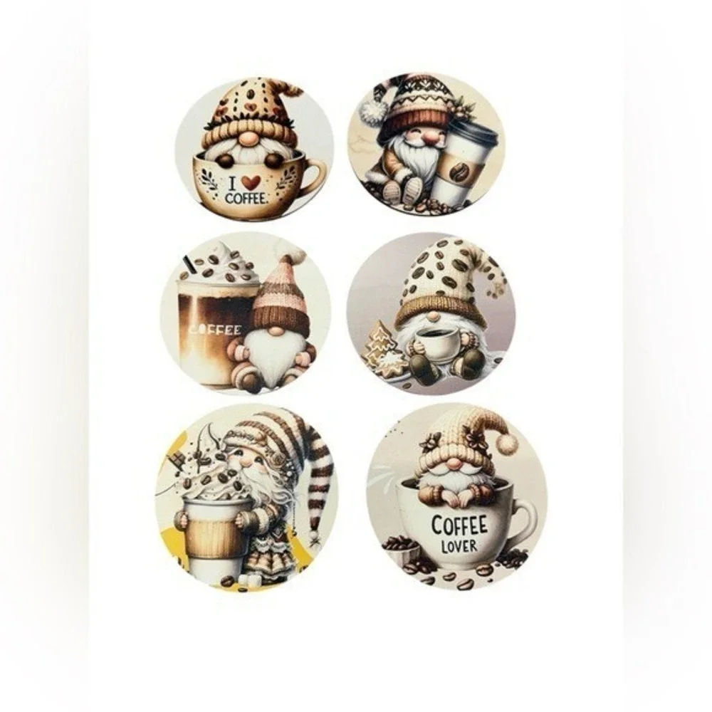 NEW set‎ of 6 wood coasters 4 inches coffee